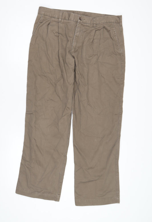 BHS Men's Chino Trousers, Brown, Size 36, Casual
