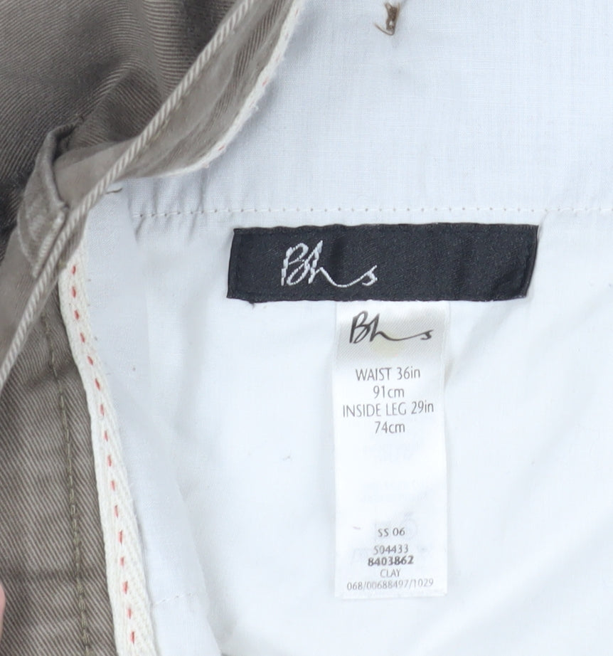 BHS Men's Chino Trousers, Brown, Size 36, Casual