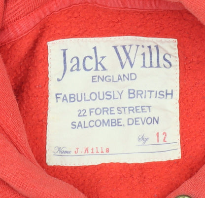 Womens UK Size 12 Jack Wills Red Pullover Hoodie