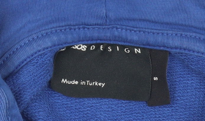 Mens UK Size S ASOS DESIGN Blue Pullover Hoodie