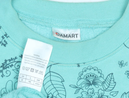 Damart Women's Blue Floral Pullover Sweatshirt, Size S