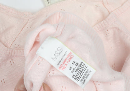 Womens UK Size 14 Marks and Spencer Pink Pullover Jumper