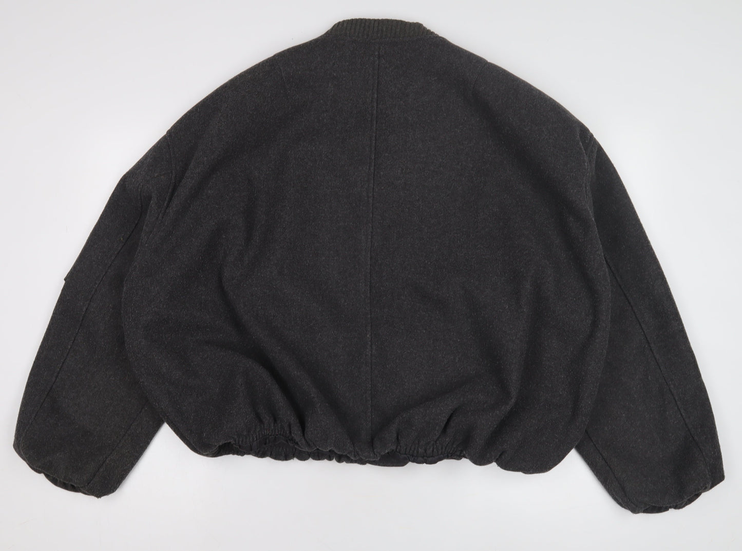 Zara Men's Grey Wool Bomber Jacket L Classic Fit