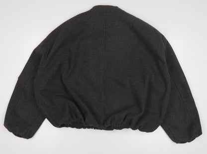 Zara Men's Grey Wool Bomber Jacket L Classic Fit