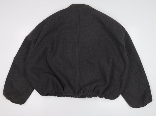 Zara Men's Grey Wool Bomber Jacket L Classic Fit