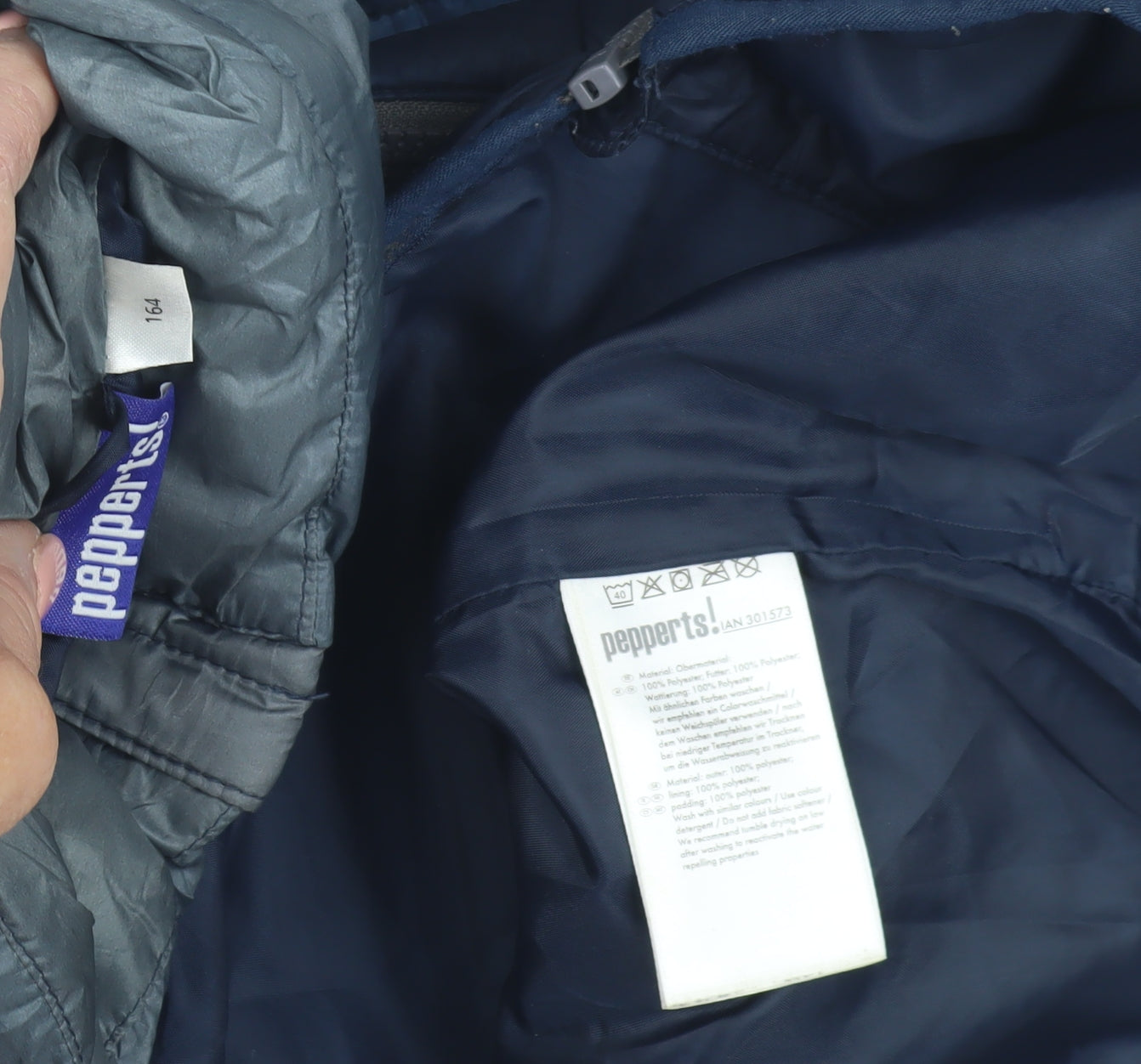 Pepperts Boys Blue Ombré Puffer Jacket 12Y Zipped Pockets