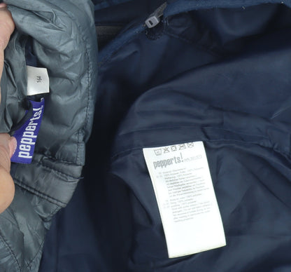 Pepperts Boys Blue Ombré Puffer Jacket 12Y Zipped Pockets