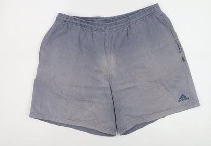 Adidas Men's Blue Striped Shorts, Size L, Casual Wear