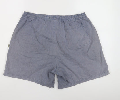 Adidas Men's Blue Striped Shorts, Size L, Casual Wear