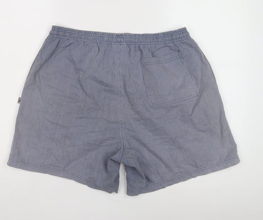 Adidas Men's Blue Striped Shorts, Size L, Casual Wear