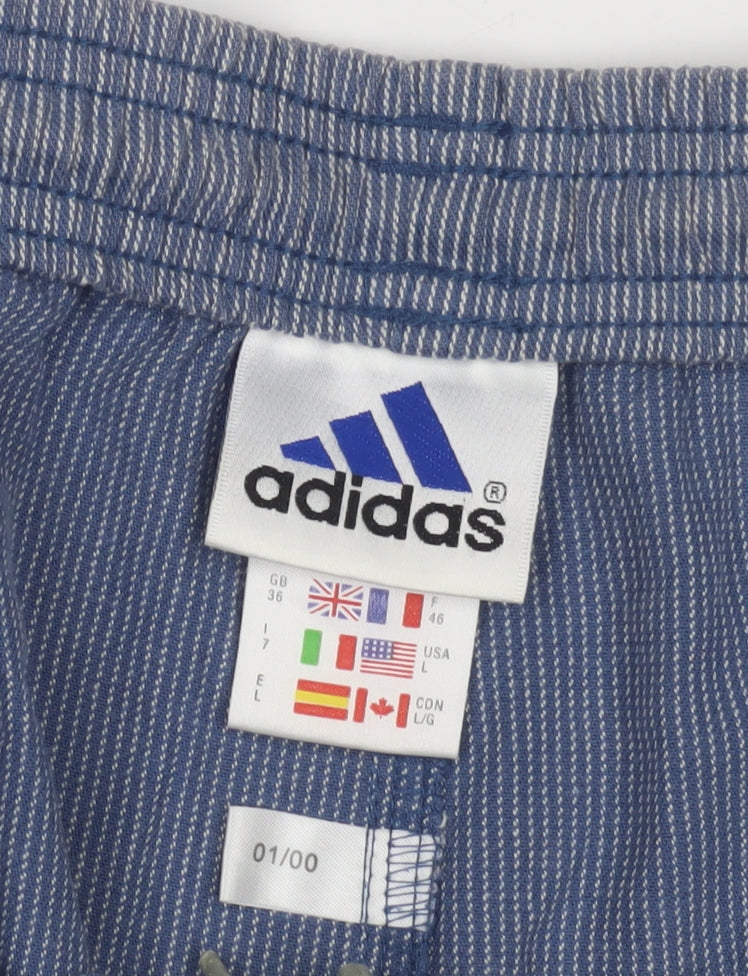 Adidas Men's Blue Striped Shorts, Size L, Casual Wear