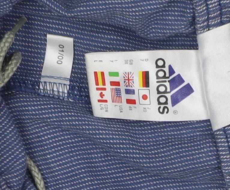 Adidas Men's Blue Striped Shorts, Size L, Casual Wear