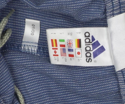 Adidas Men's Blue Striped Shorts, Size L, Casual Wear