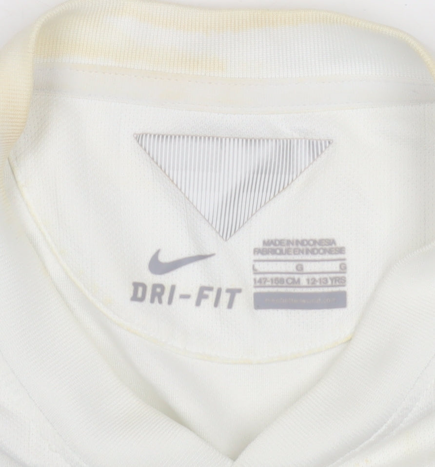 Nike Boys White Sports Jersey, Age 13, Short Sleeve T-Shirt