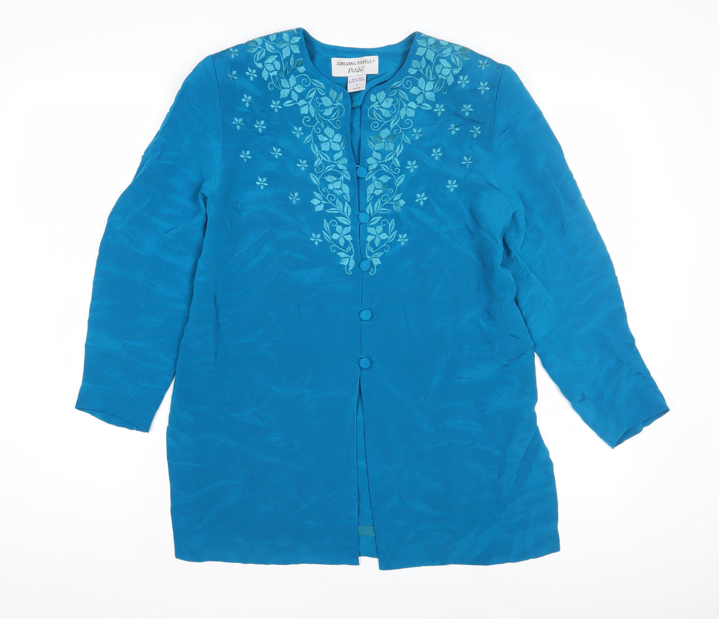 Womens UK Size 2 Adrianna Papell Blue Basic Blouse