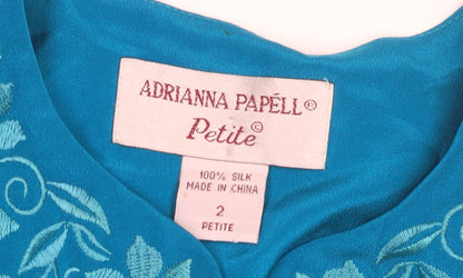 Womens UK Size 2 Adrianna Papell Blue Basic Blouse