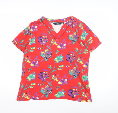 Womens UK Size 14 ISLE Essentials Red Basic T-Shirt