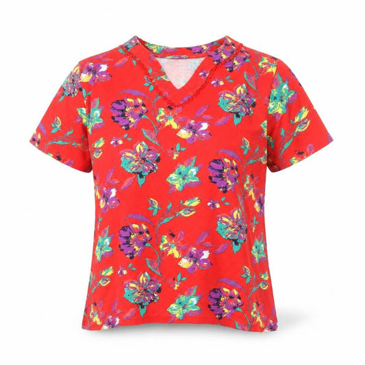 Womens UK Size 14 ISLE Essentials Red Basic T-Shirt
