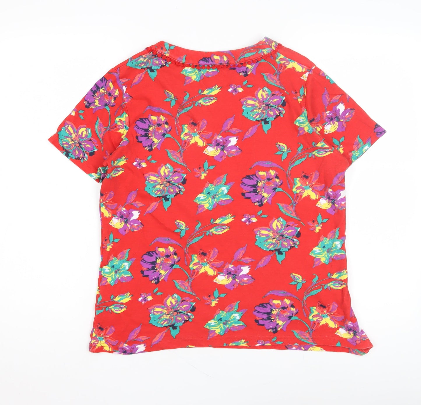 Womens UK Size 14 ISLE Essentials Red Basic T-Shirt