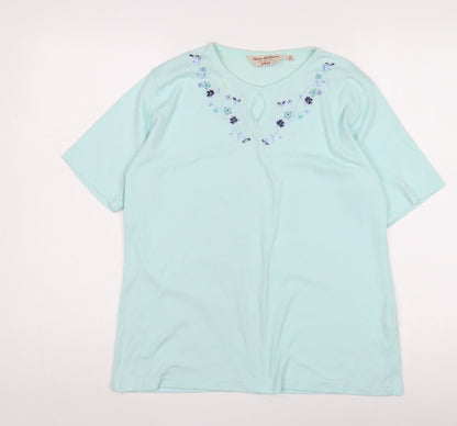 Womens UK Size 14 Honor Millburn Blue Basic T-Shirt