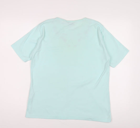 Womens UK Size 14 Honor Millburn Blue Basic T-Shirt