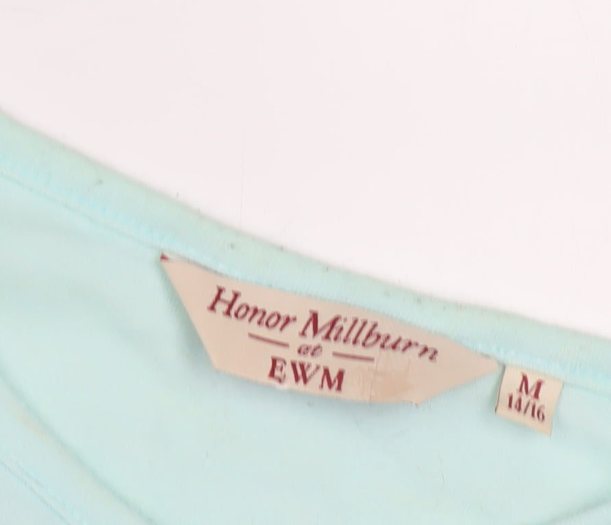 Womens UK Size 14 Honor Millburn Blue Basic T-Shirt