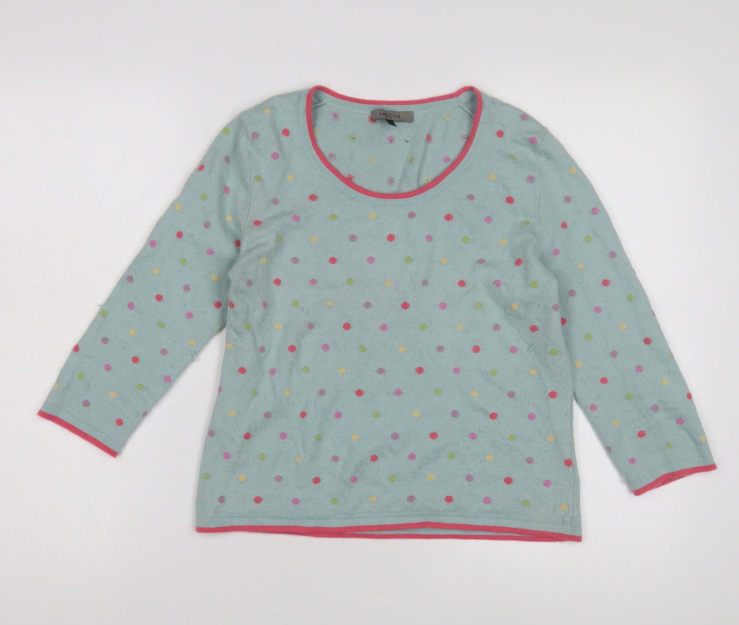 Jaeger Women's Blue Polka Dot Pullover Jumper, L