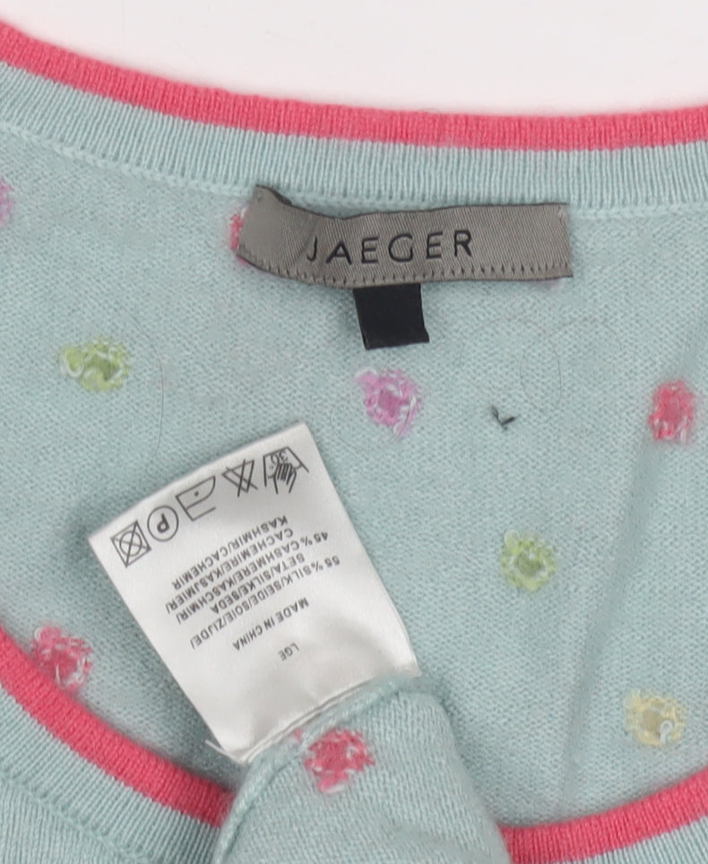 Jaeger Women's Blue Polka Dot Pullover Jumper, L