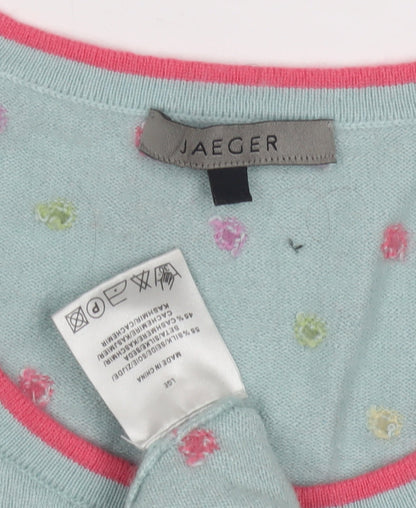 Jaeger Women's Blue Polka Dot Pullover Jumper, L