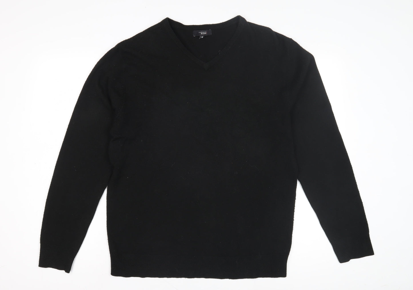 Thomas Nash Men's Black V-Neck Pullover Jumper M