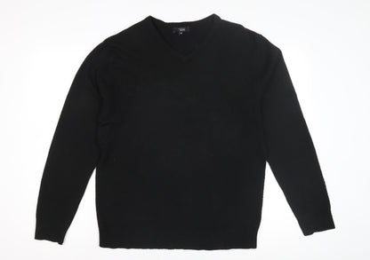 Thomas Nash Men's Black V-Neck Pullover Jumper M