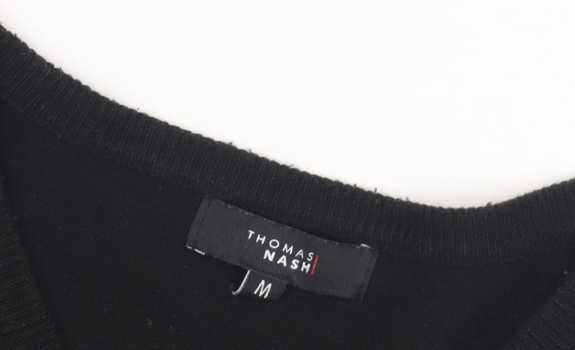 Thomas Nash Men's Black V-Neck Pullover Jumper M