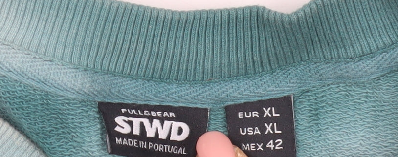 Mens UK Size XL Pull&Bear Green Pullover Sweatshirt
