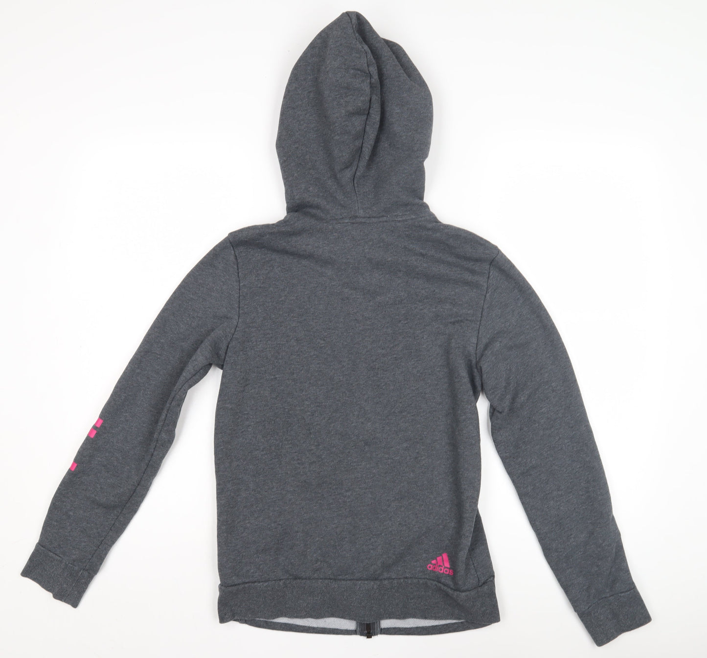 Adidas Girls Grey Full Zip Hoodie - Size 7 Years