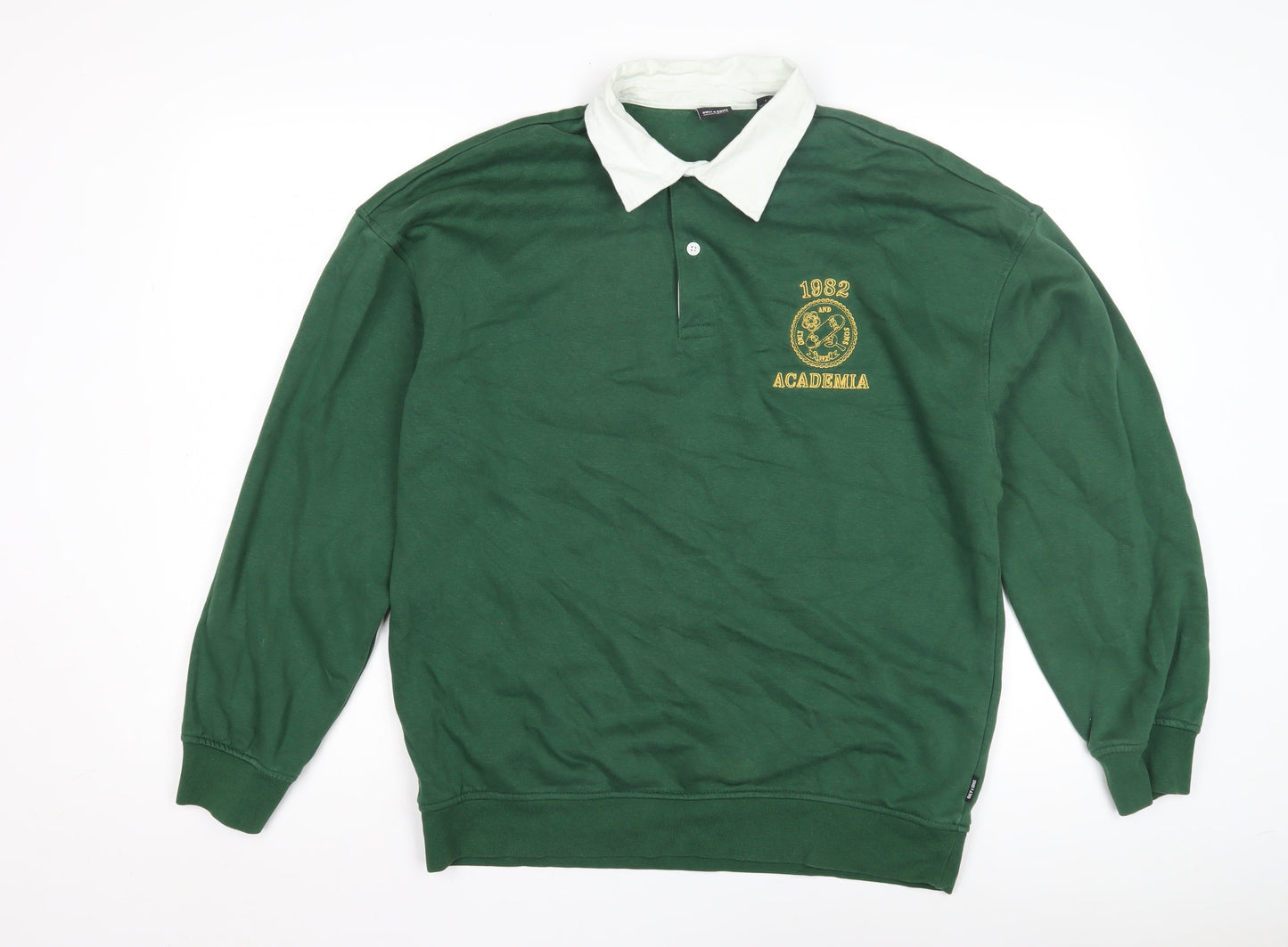 Only & Sons Green Polo Men S Embroidered Long Sleeve