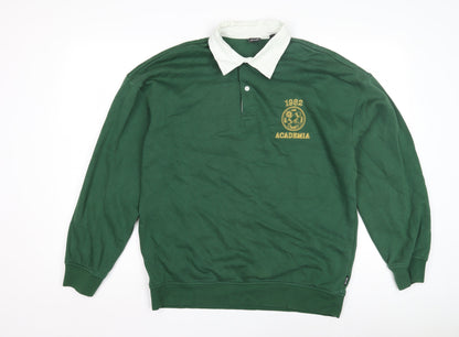 Only & Sons Green Polo Men S Embroidered Long Sleeve