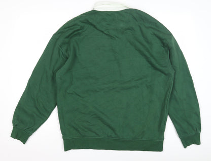 Only & Sons Green Polo Men S Embroidered Long Sleeve