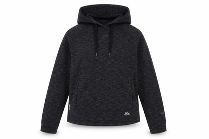 Front view of Trespass unisex black pullover hoodie, size 12