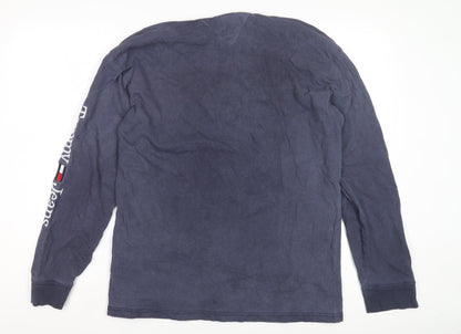 Tommy Jeans Men's Blue Long Sleeve T-Shirt Medium