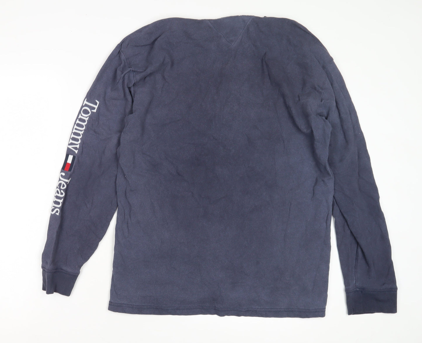 Tommy Jeans Men's Blue Long Sleeve T-Shirt Medium