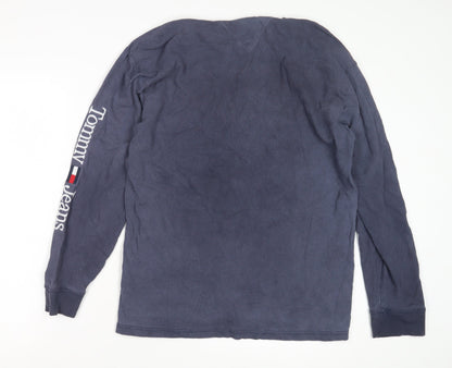 Tommy Jeans Men's Blue Long Sleeve T-Shirt Medium