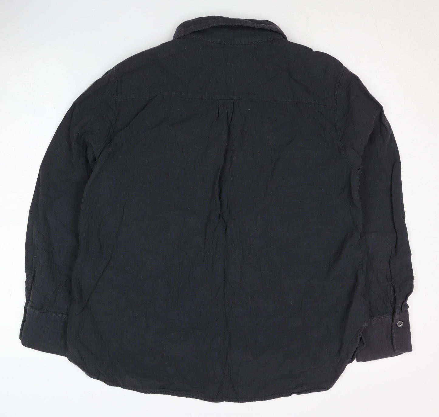 Womens UK Size L Zara Black Basic Button-Up