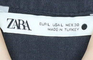 Womens UK Size L Zara Black Basic Button-Up