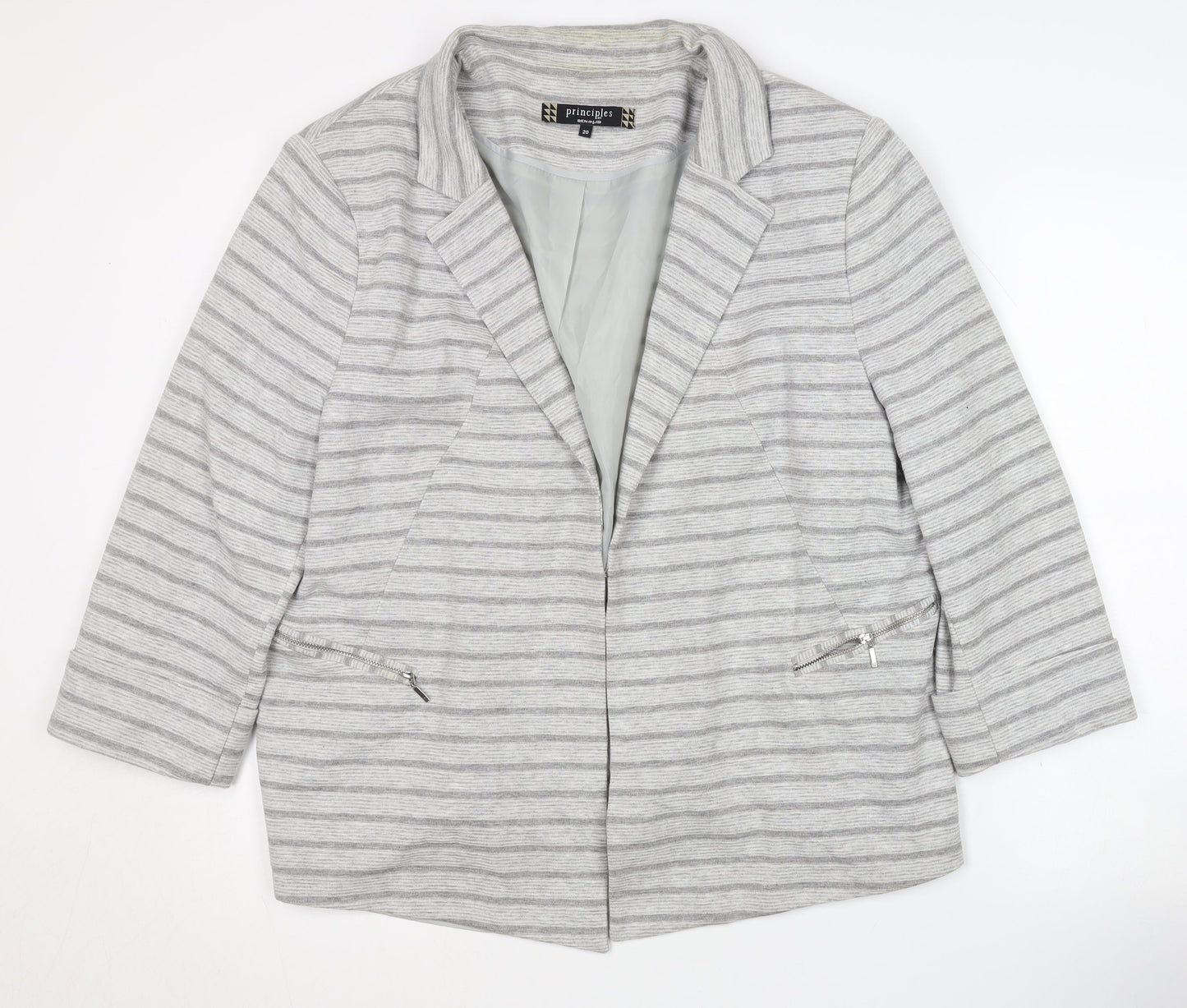 Principles Women's Grey Striped Blazer, Size 20