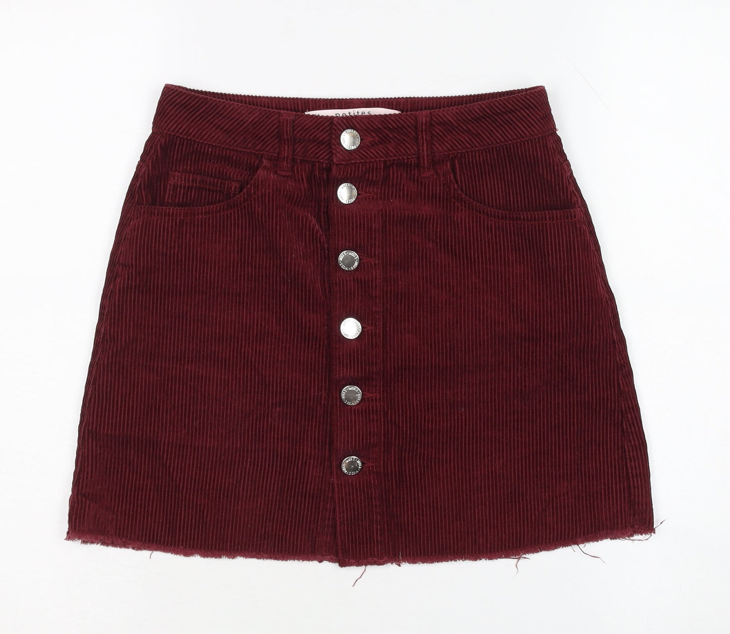 Miss Selfridge Red Petite Corduroy A-Line Skirt Size 6