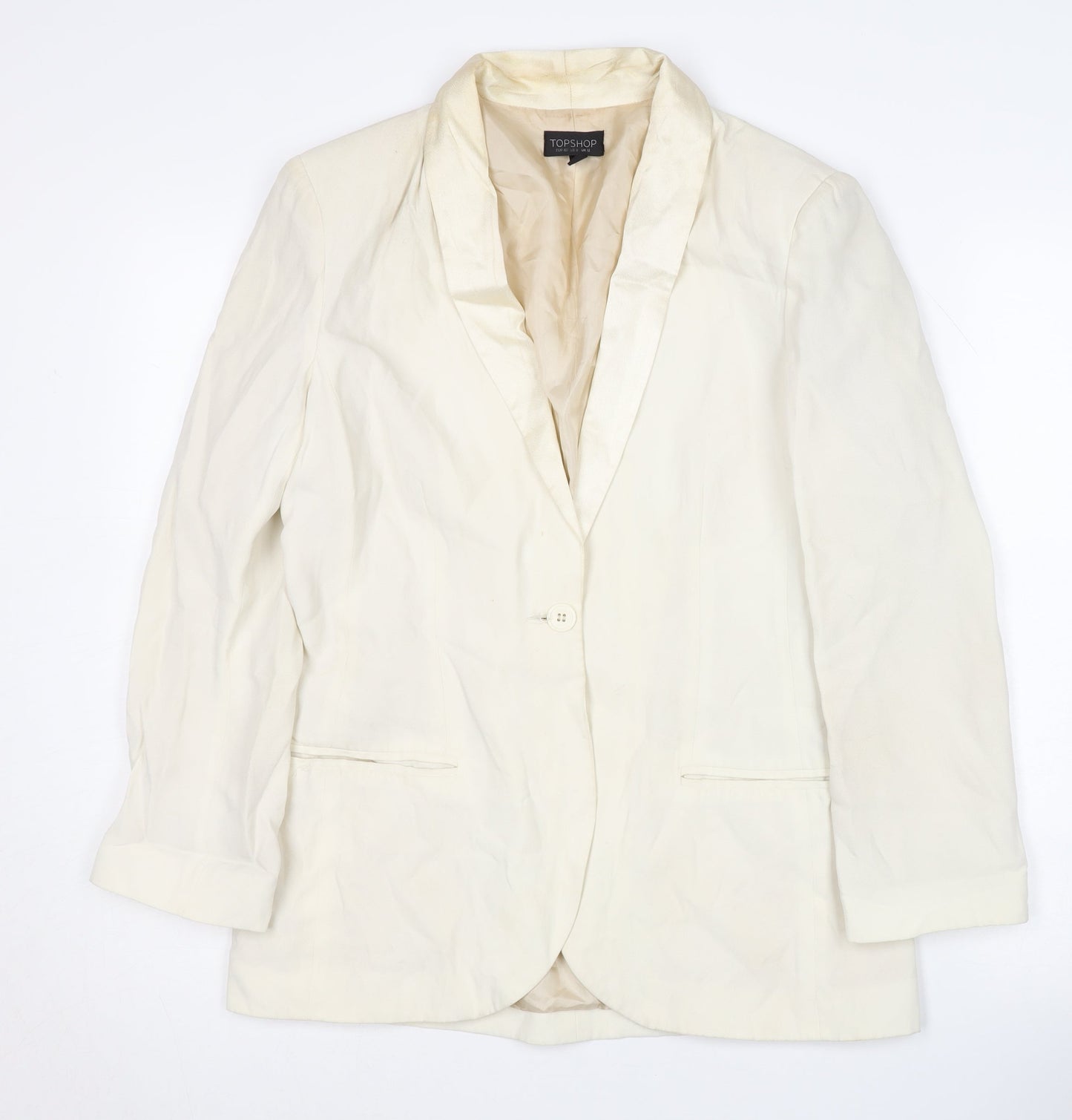 Topshop Women's Ivory Blazer Size 12 Regular Fit