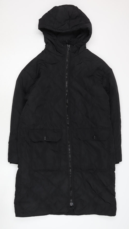 Womens UK Size XS H&M Black Quilted Coat