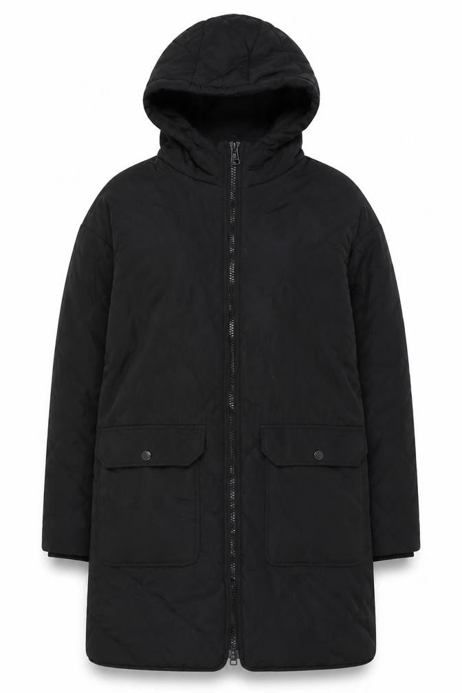 Womens UK Size XS H&M Black Quilted Coat
