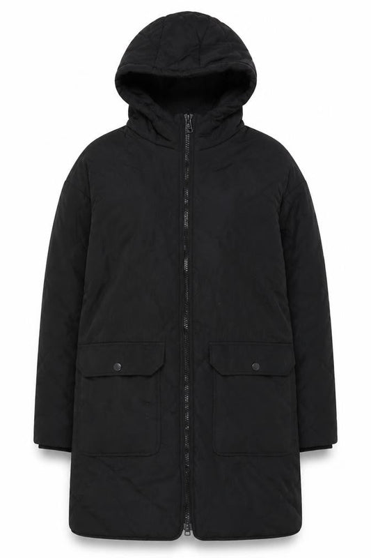 Womens UK Size XS H&M Black Quilted Coat