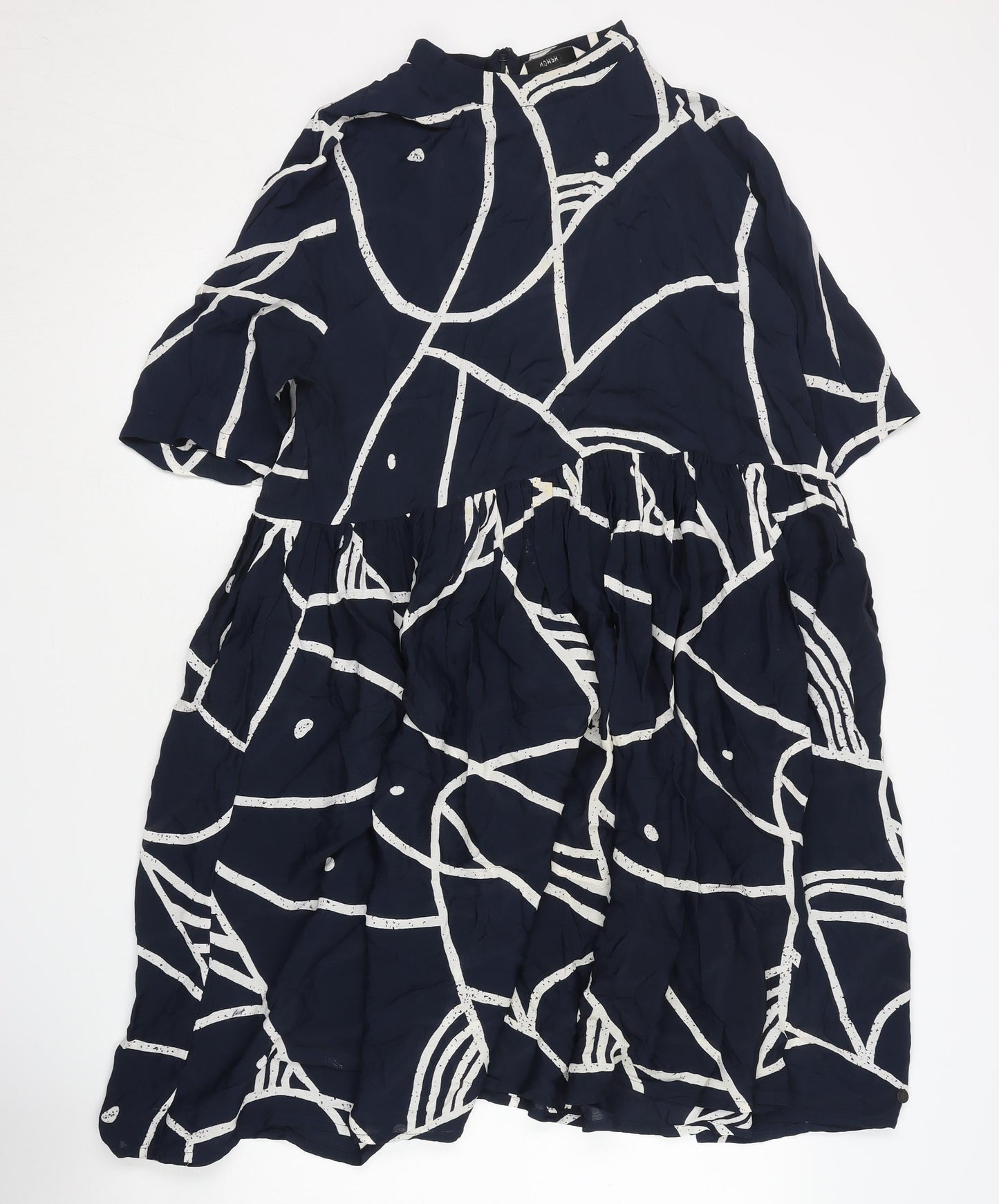 NÜMPH Women's Blue Geometric Shift Dress Size 12
